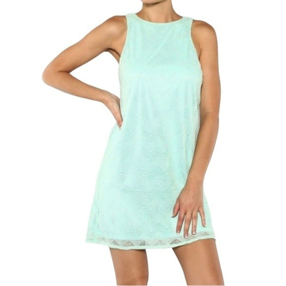 Anna Grace crotcheted lace mint green shift dress size medium